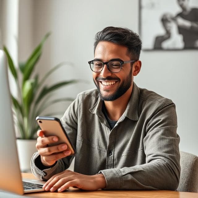 Person checking phone with early pay notification